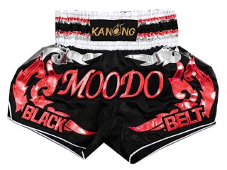 Kanong Custom Black and Red Muay Thai Shorts : KNSCUST-1030