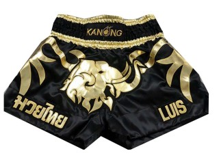 Kanong Custom Black Gold elephant Muay Thai Shorts : KNSCUST-1046