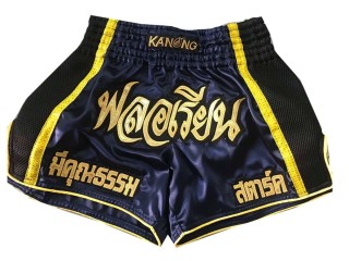 Kanong Custom Black Mesh Muay Thai Shorts : KNSCUST-1076