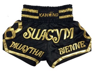 Kanong Custom Black Muay Thai Shorts : KNSCUST-1001