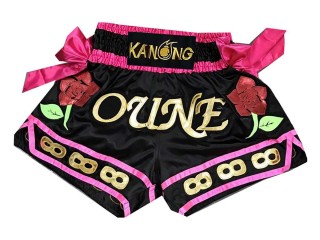 Kanong Custom Black Muay Thai Shorts : KNSCUST-1005