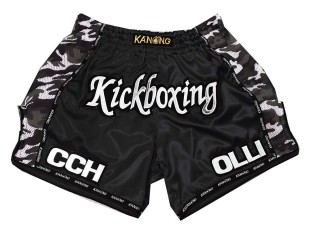 Kanong Custom Black Muay Thai Shorts : KNSCUST-1025