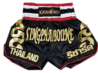 Kanong Custom Black Muay Thai Shorts : KNSCUST-1035