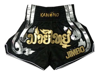 Kanong Custom Black Muay Thai Shorts : KNSCUST-1062