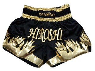 Kanong Custom Black Muay Thai Shorts : KNSCUST-1093
