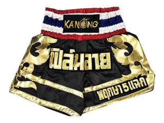 Kanong Custom Black Muay Thai Shorts : KNSCUST-1099