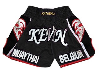 Kanong Custom Black Retro Muay Thai Shorts : KNSCUST-1033