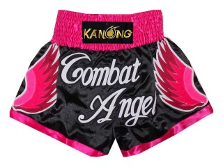 Kanong Custom Black with Pink Wing Muay Thai Shorts : KNSCUST-1125