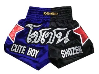Kanong Custom Blue and Black Star Muay Thai Shorts : KNSCUST-1123