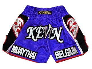 Kanong Custom Blue Retro Muay Thai Shorts : KNSCUST-1032