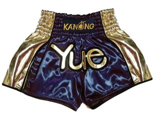 Kanong Custom Navy and Gold Muay Thai Shorts : KNSCUST-1117