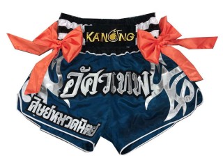 Kanong Custom Navy Ribbons Muay Thai Shorts : KNSCUST-1111
