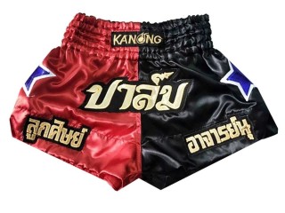 Kanong Custom Red and Black Star Muay Thai Shorts : KNSCUST-1119