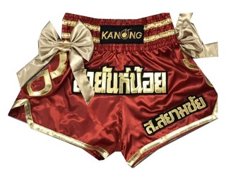Kanong Custom Red Muay Thai Shorts : KNSCUST-1027