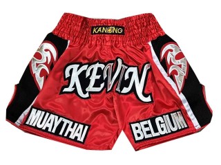 Kanong Custom Red Retro Muay Thai Shorts : KNSCUST-1031