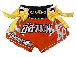 Kanong Custom Red Ribbons Muay Thai Shorts : KNSCUST-1112