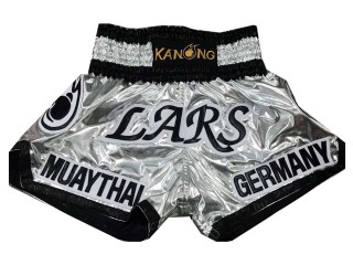 Kanong Custom Silver Muay Thai Shorts : KNSCUST-1090