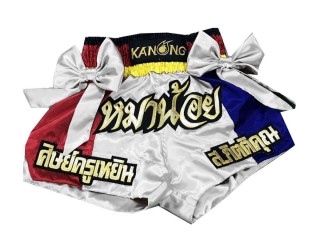 Kanong Custom White Muay Thai Shorts : KNSCUST-1041