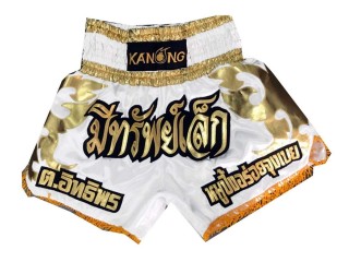 Kanong Custom White Muay Thai Shorts : KNSCUST-1071