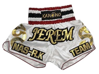 Kanong Custom White Muay Thai Shorts : KNSCUST-1101