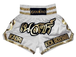 Kanong customisable White Muay Thai Shorts : KNSCUST-1003