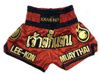 Kanong Customised Red Muay Thai Shorts : KNSCUST-1017