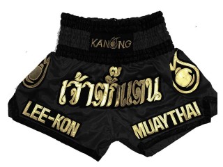 Kanong Customize Black Muay Thai Shorts : KNSCUST-1018