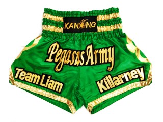 Kanong Customized Green Muay Thai Shorts : KNSCUST-1143