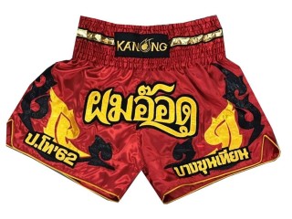 Kanong Customized  Red Muay Thai Shorts : KNSCUST-1137