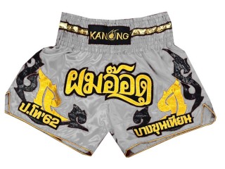 Kanong Customized Silver Muay Thai Shorts : KNSCUST-1135