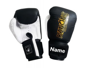 Personalised Black and White Boxing Gloves : KNGCUST-024