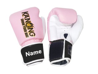 Personalised Pink and White Boxing Gloves : KNGCUST-025