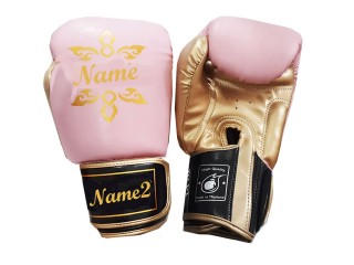 Personalised Pink Boxing Gloves Thai Design : KNGCUST-005