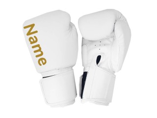 Personalised Plain White Boxing Gloves : KNGCUST-012