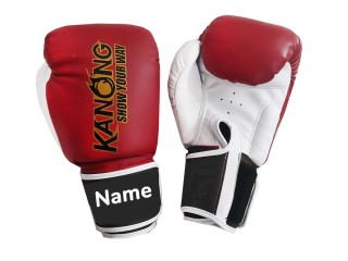 Personalised Red and White Boxing Gloves : KNGCUST-026
