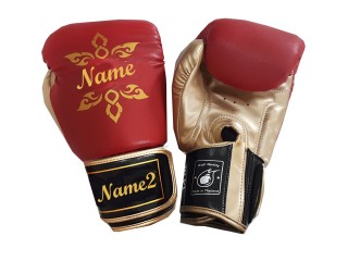 Personalised Red MuayThai Boxing Gloves : KNGCUST-003