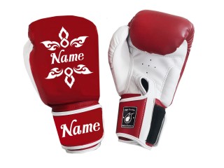 Personalised Red and White Boxing Gloves : KNGCUST-048
