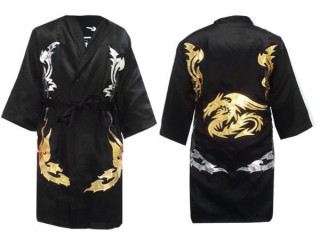 KANONG Kickboxing Robe : Model 201 Black Dragon