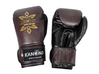Kanong Real Leather Kickboxing Gloves : Brown/Black