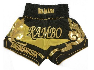 Kanong Personalised Black and Yellow Muay Thai Shorts : KNSCUST-1159