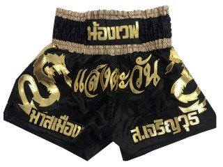 Kanong Personalised  Black Muay Thai Shorts : KNSCUST-1163