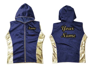 Personalized Kick boxing Hoodies / Walk in Jacket : Navy Gold Sides