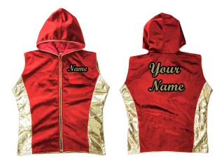 Personalized Kick boxing Hoodies / Walk in Jacket : Red Gold Sides