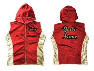 Custom Kick boxing walkout Jacket: Red Gold Sides