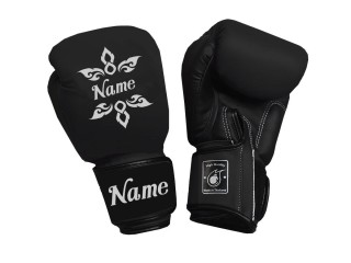 Personalised Black MuayThai Boxing Gloves : KNGCUST-051