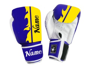 Personalised Blue Muay Thai Boxing Gloves : KNGCUST-084