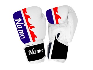 Personalised White Boxing Gloves : KNGCUST-053