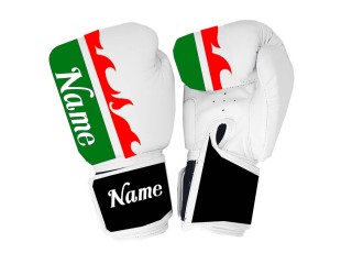 Personalised White Boxing Gloves : KNGCUST-054