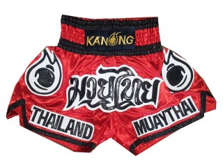 Kanong Muay Thai Kickboxing Shorts : KNS-118-Red