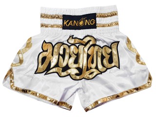 Kanong Muay Thai Kick boxing Shorts : KNS-121-White